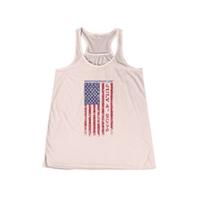 Load image into Gallery viewer, Independence Day USA Flag July 4th 2024 Women&#39;s Flowy Racerback Tank
