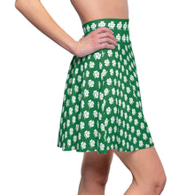 Load image into Gallery viewer, Kiss Me Im Irish St Pattys Women&#39;s Dark Green Skater Skirt (AOP)
