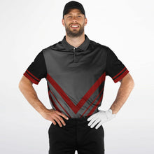 Load image into Gallery viewer, Golf V Red &amp; Black Polo Shirt - AOP
