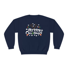 Load image into Gallery viewer, Merry Christmas Antlers Candy Canes Snowflake Unisex NuBlend® Crewneck Sweatshirt
