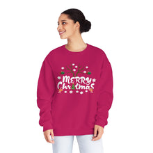 Load image into Gallery viewer, Merry Christmas Antlers Candy Canes Snowflake Unisex NuBlend® Crewneck Sweatshirt
