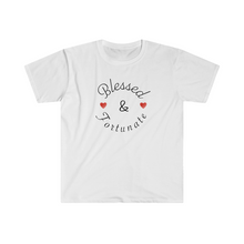 Load image into Gallery viewer, Blessed and Fortunate Mothers Day Unisex Softstyle T-Shirt
