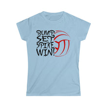 Load image into Gallery viewer, Volleyball Bump Set Spike Win Women&#39;s Softstyle Tee
