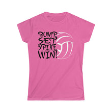 Load image into Gallery viewer, Volleyball Bump Set Spike Win Women&#39;s Softstyle Tee
