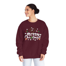 Load image into Gallery viewer, Merry Christmas Antlers Candy Canes Snowflake Unisex NuBlend® Crewneck Sweatshirt
