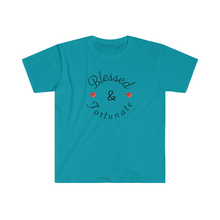 Load image into Gallery viewer, Blessed and Fortunate Mothers Day Unisex Softstyle T-Shirt
