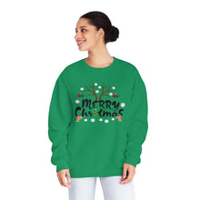 Load image into Gallery viewer, Merry Christmas Antlers Candy Canes Snowflake Unisex NuBlend® Crewneck Sweatshirt
