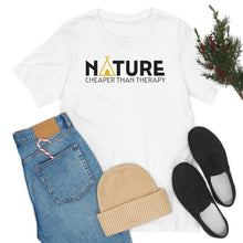 Load image into Gallery viewer, Nature Cheaper Than Therapy Motivational Soft Unisex Jersey Short Sleeve Tee
