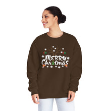 Load image into Gallery viewer, Merry Christmas Antlers Candy Canes Snowflake Unisex NuBlend® Crewneck Sweatshirt
