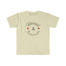 Load image into Gallery viewer, Blessed and Fortunate Mothers Day Unisex Softstyle T-Shirt
