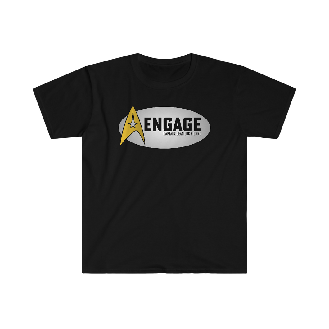 Captains Catchphrases Engage Jean Luc Picard Unisex Softstyle T-Shirt