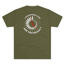 Load image into Gallery viewer, I Transform Lives Jetstream Health Coach Unisex Tri-Blend Crew Tee
