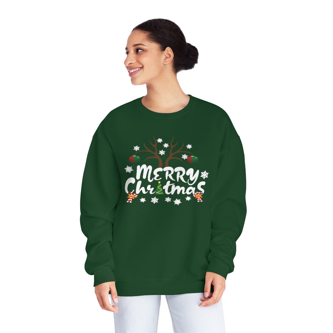 Merry Christmas Antlers Candy Canes Snowflake Unisex NuBlend® Crewneck Sweatshirt