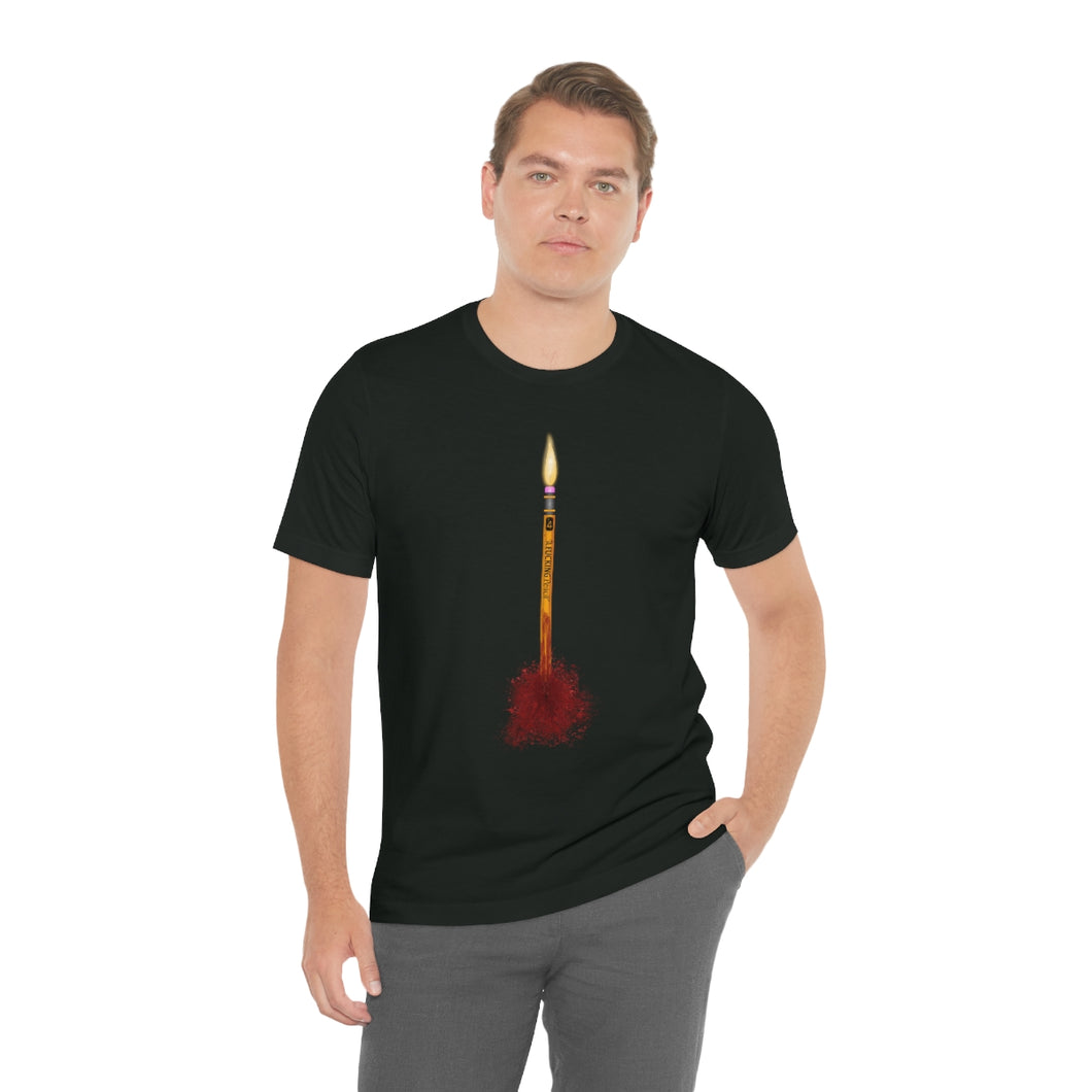 A F@#king Pencil John Wick 4 Bloody Pencil with Flame Unisex Jersey Short Sleeve Tee