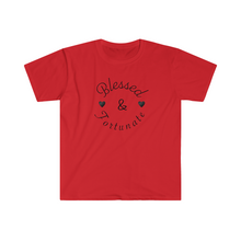 Load image into Gallery viewer, Blessed and Fortunate Mothers Day Unisex Softstyle T-Shirt
