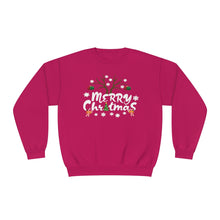 Load image into Gallery viewer, Merry Christmas Antlers Candy Canes Snowflake Unisex NuBlend® Crewneck Sweatshirt
