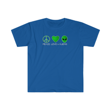 Load image into Gallery viewer, Peace Love and Aliens Unisex Softstyle T-Shirt

