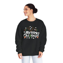 Load image into Gallery viewer, Merry Christmas Antlers Candy Canes Snowflake Unisex NuBlend® Crewneck Sweatshirt
