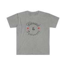 Load image into Gallery viewer, Blessed and Fortunate Mothers Day Unisex Softstyle T-Shirt
