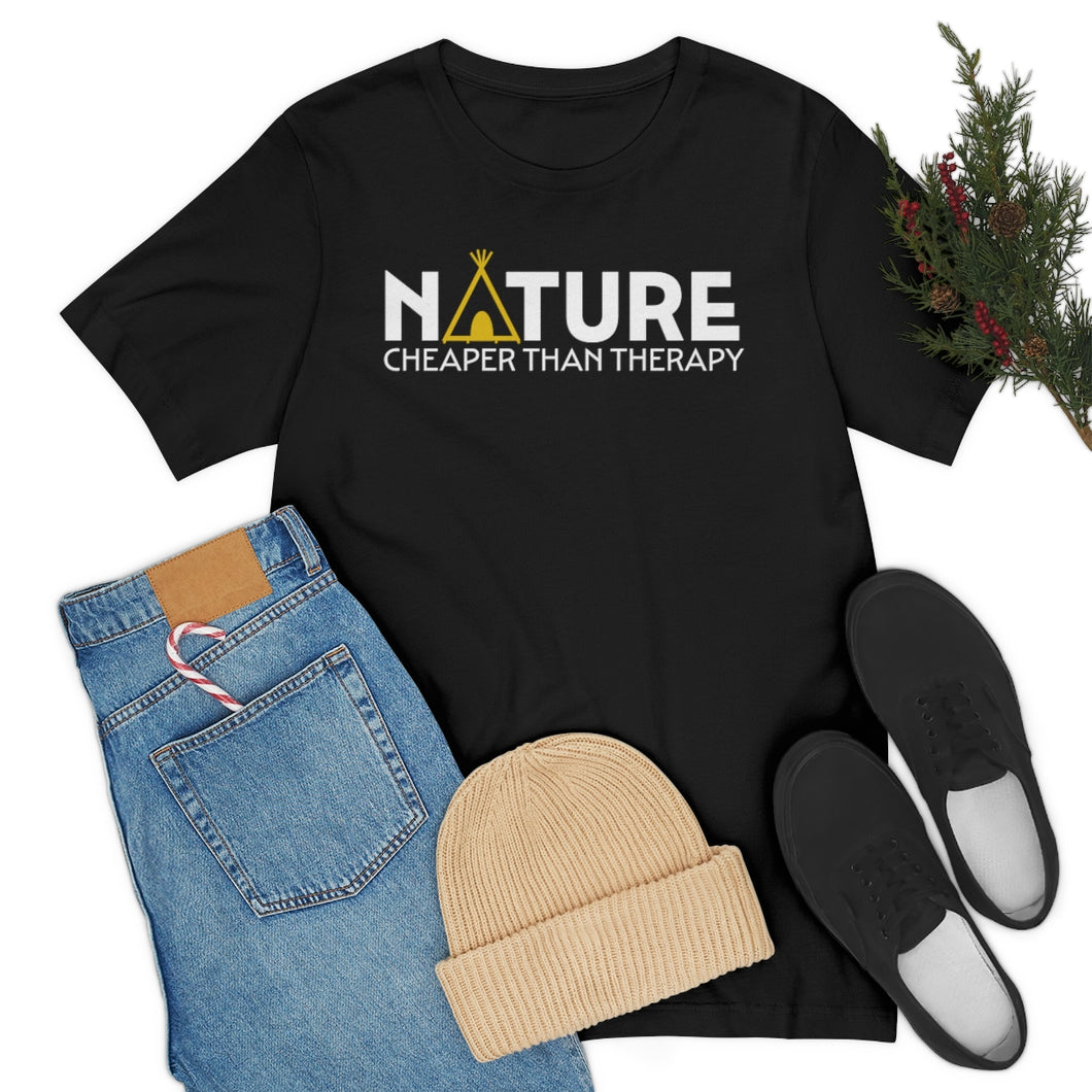 Nature Cheaper Than Therapy Motivational Soft Unisex Jersey Short Sleeve Tee