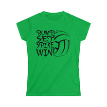 Load image into Gallery viewer, Volleyball Bump Set Spike Win Women&#39;s Softstyle Tee
