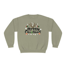 Load image into Gallery viewer, Merry Christmas Antlers Candy Canes Snowflake Unisex NuBlend® Crewneck Sweatshirt
