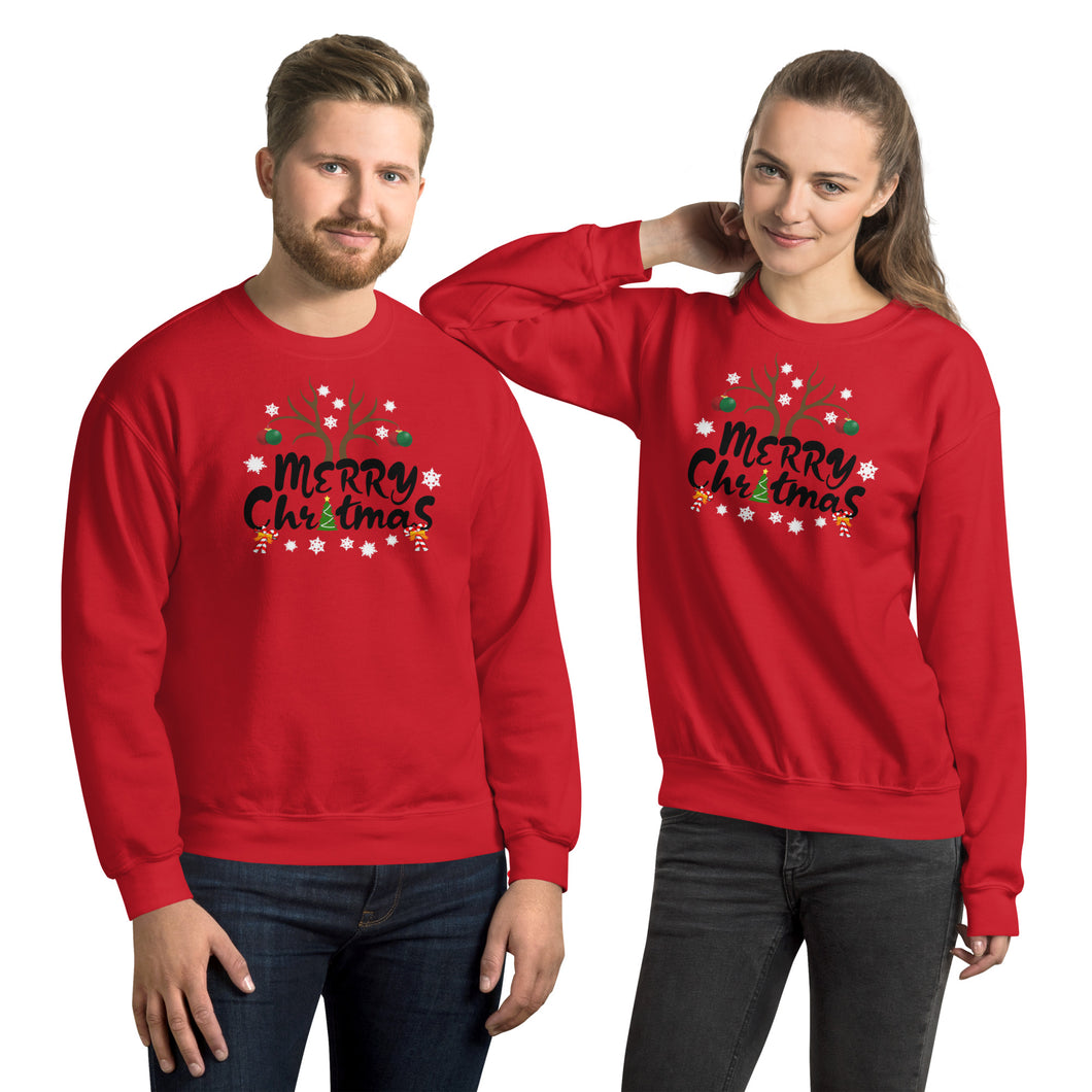 Merry Christmas Antler Candy Cane Snowflake Unisex Sweatshirt