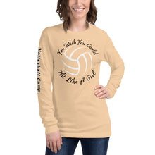 Load image into Gallery viewer, You Wish You Could Hit Like A Girl Soft Unisex Long Sleeve Tee
