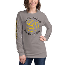 Load image into Gallery viewer, You Wish You Could Hit Like A Girl Soft Unisex Long Sleeve Tee
